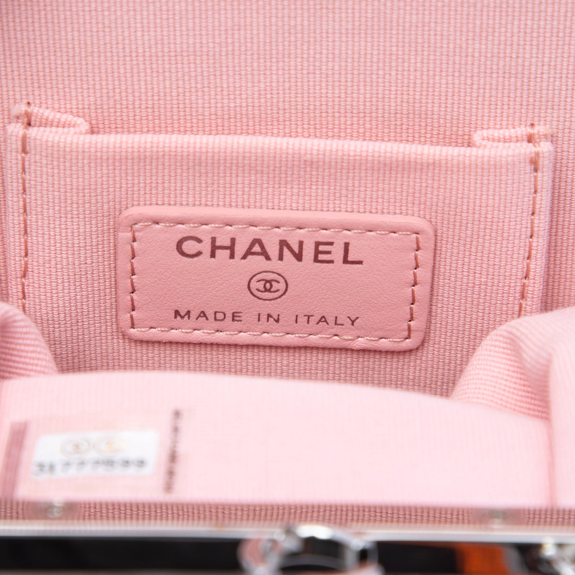 Chanel CC Quilted Acrylic and Lambskin Evening Clutch With Chain