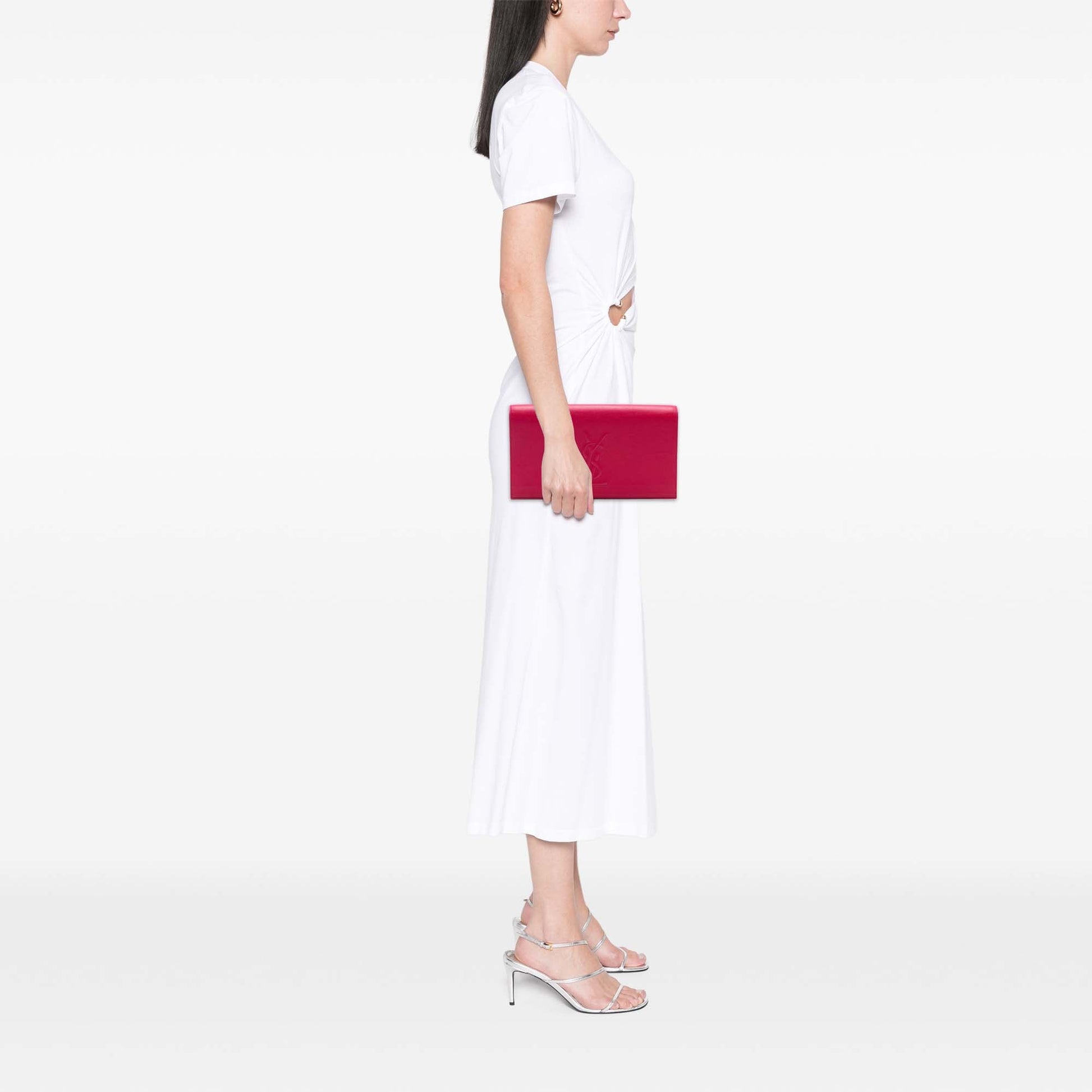 Saint Laurent Large Leather Monogram Belle De Jour Clutch