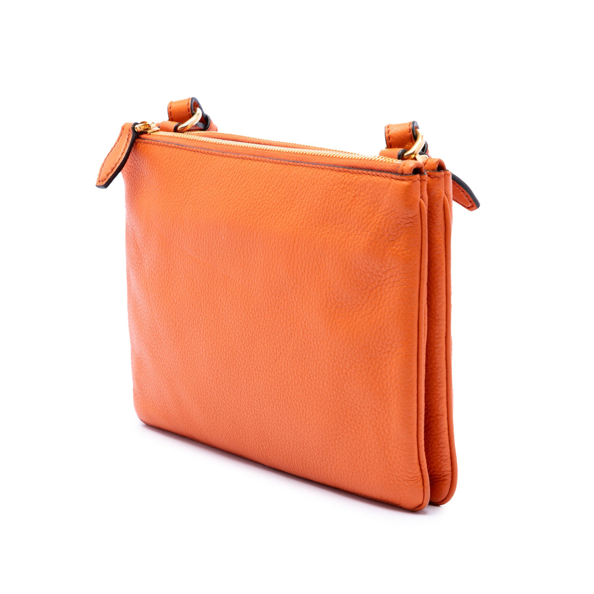 Prada Vitello Phenix Double Zip Crossbody — Orange