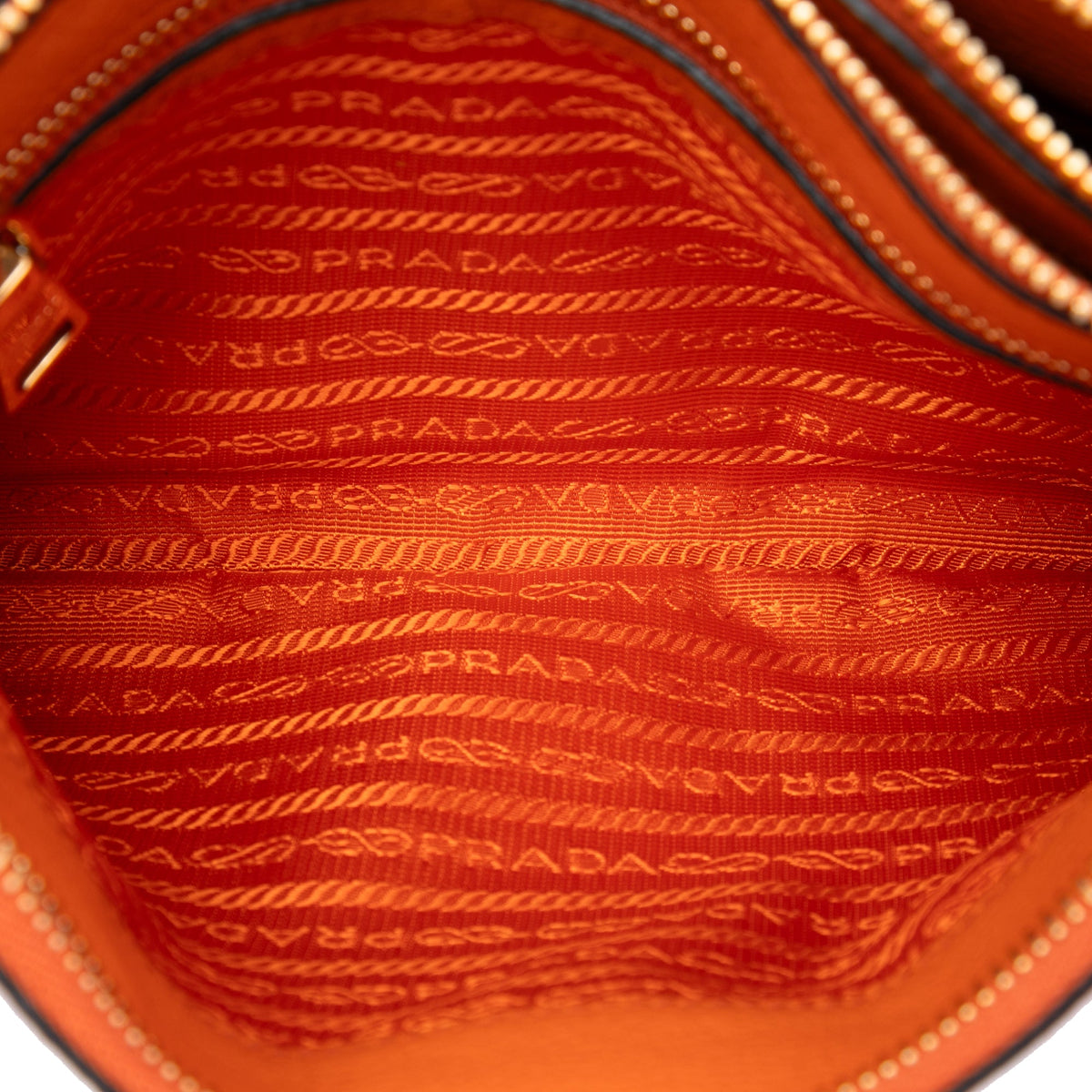 Prada Vitello Phenix Double Zip Crossbody — Orange