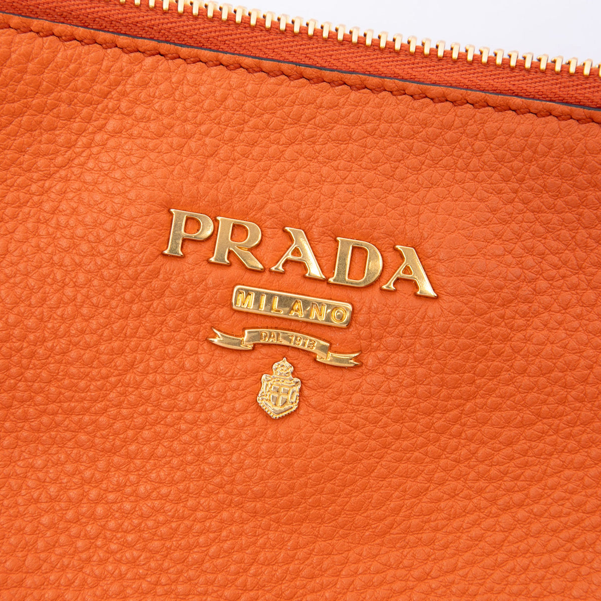 Prada Vitello Phenix Double Zip Crossbody — Orange