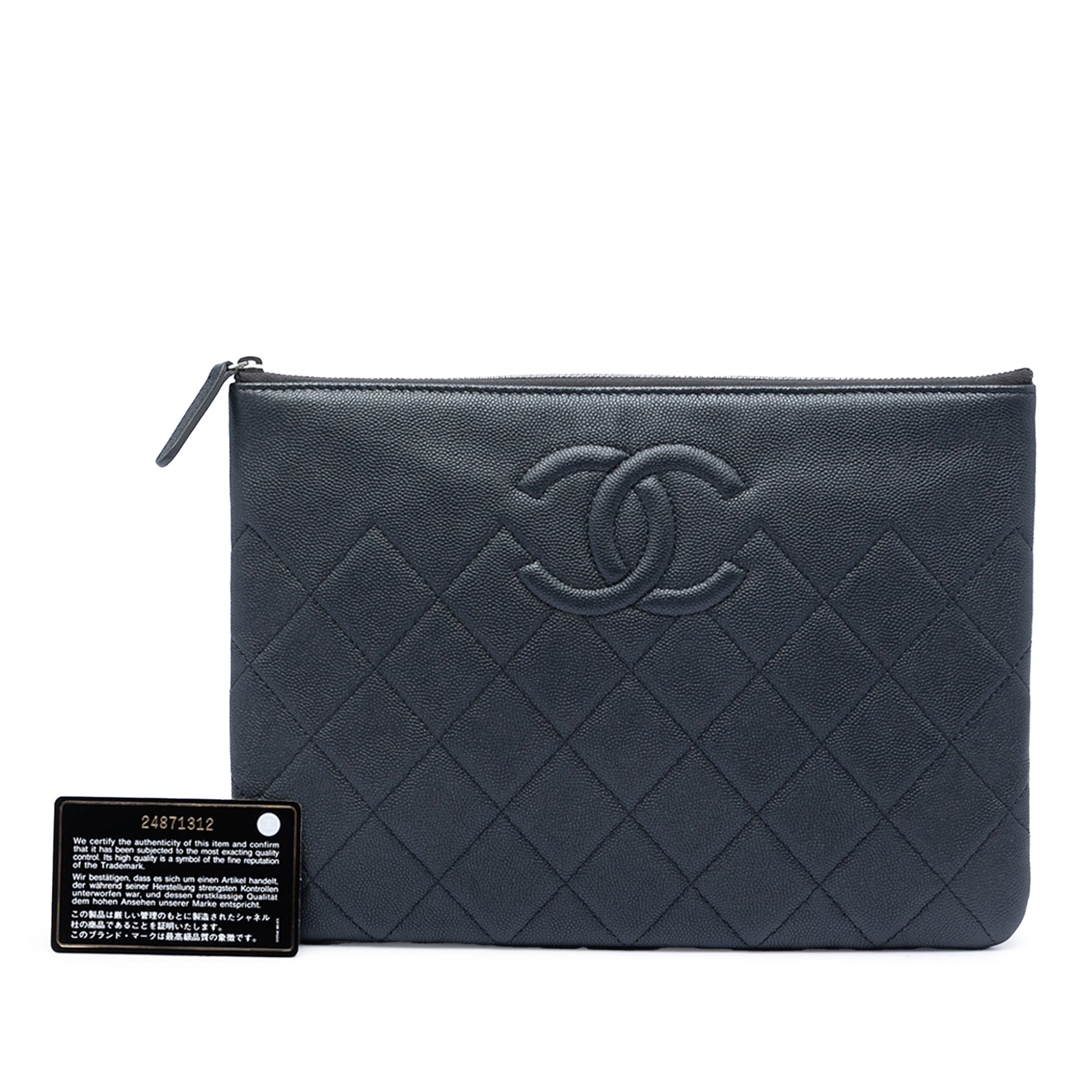 Chanel Medium CC Quilted Caviar O Case Clutch