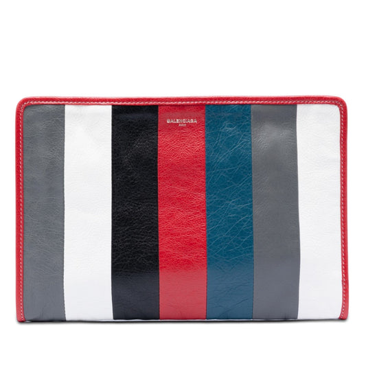 Balenciaga Lambskin Striped Bazar Clutch
