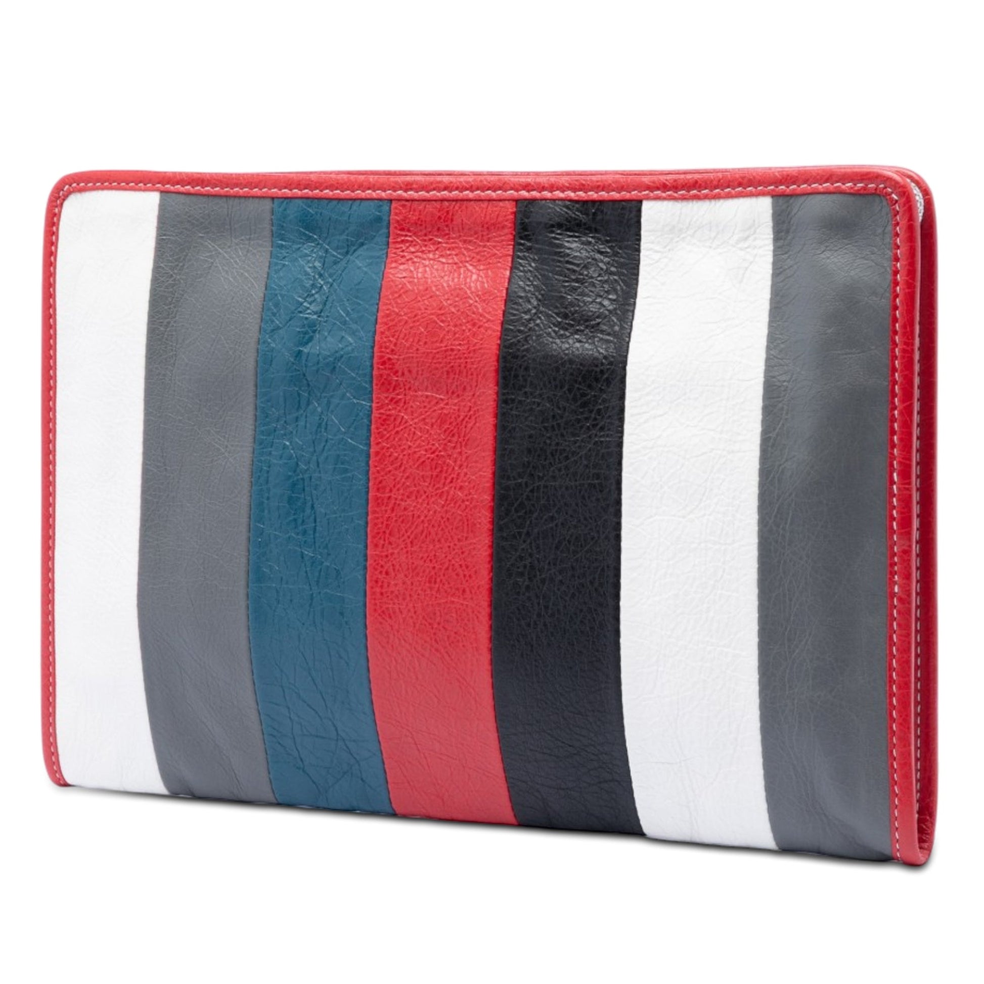 Balenciaga Lambskin Striped Bazar Clutch