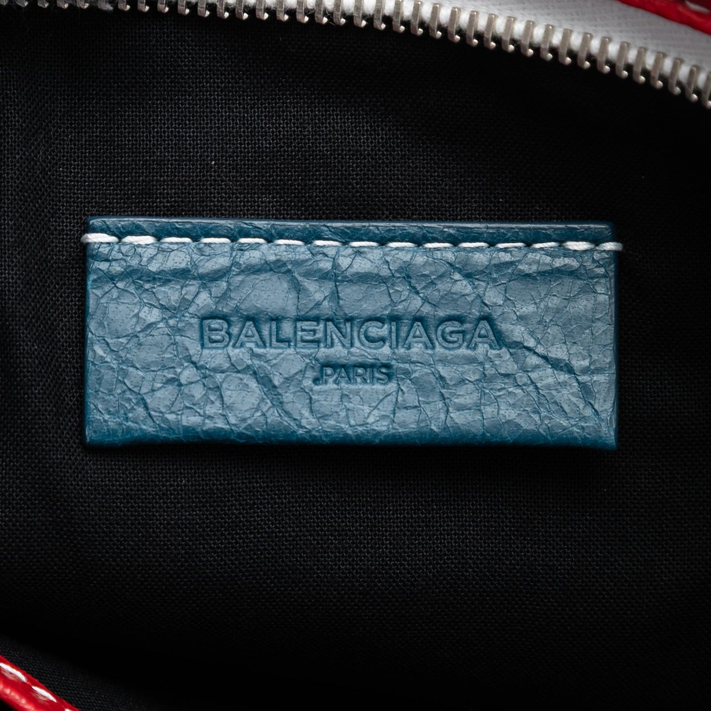 Balenciaga Lambskin Striped Bazar Clutch