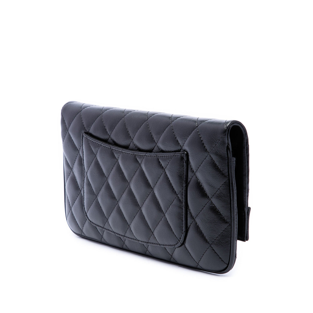 Chanel Shiny Crumpled Calfskin 31 Clutch with Chain — Black