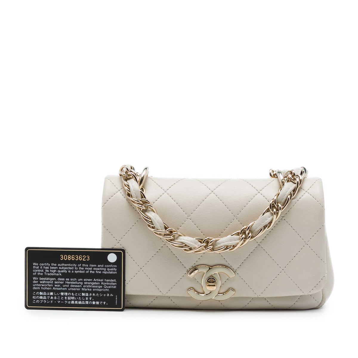 Chanel Medium Quilted Lambskin Twist Chain Enamel CC Flap