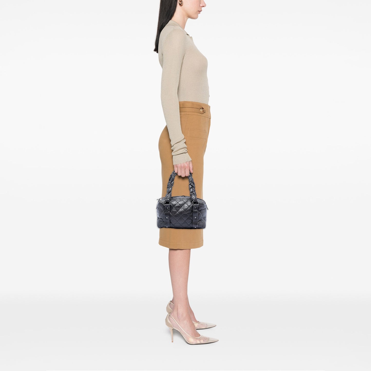 Small Distressed Lambskin Lady Braid Tote