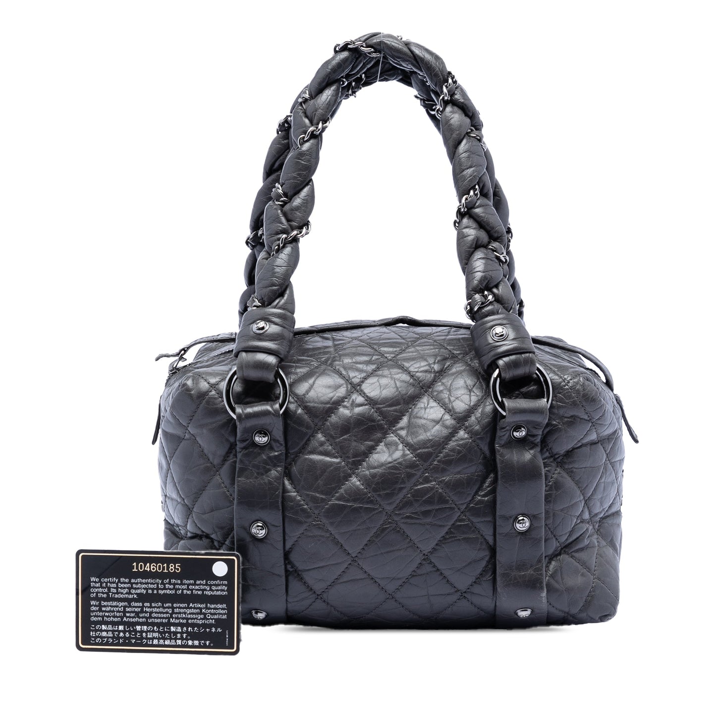 Small Distressed Lambskin Lady Braid Tote