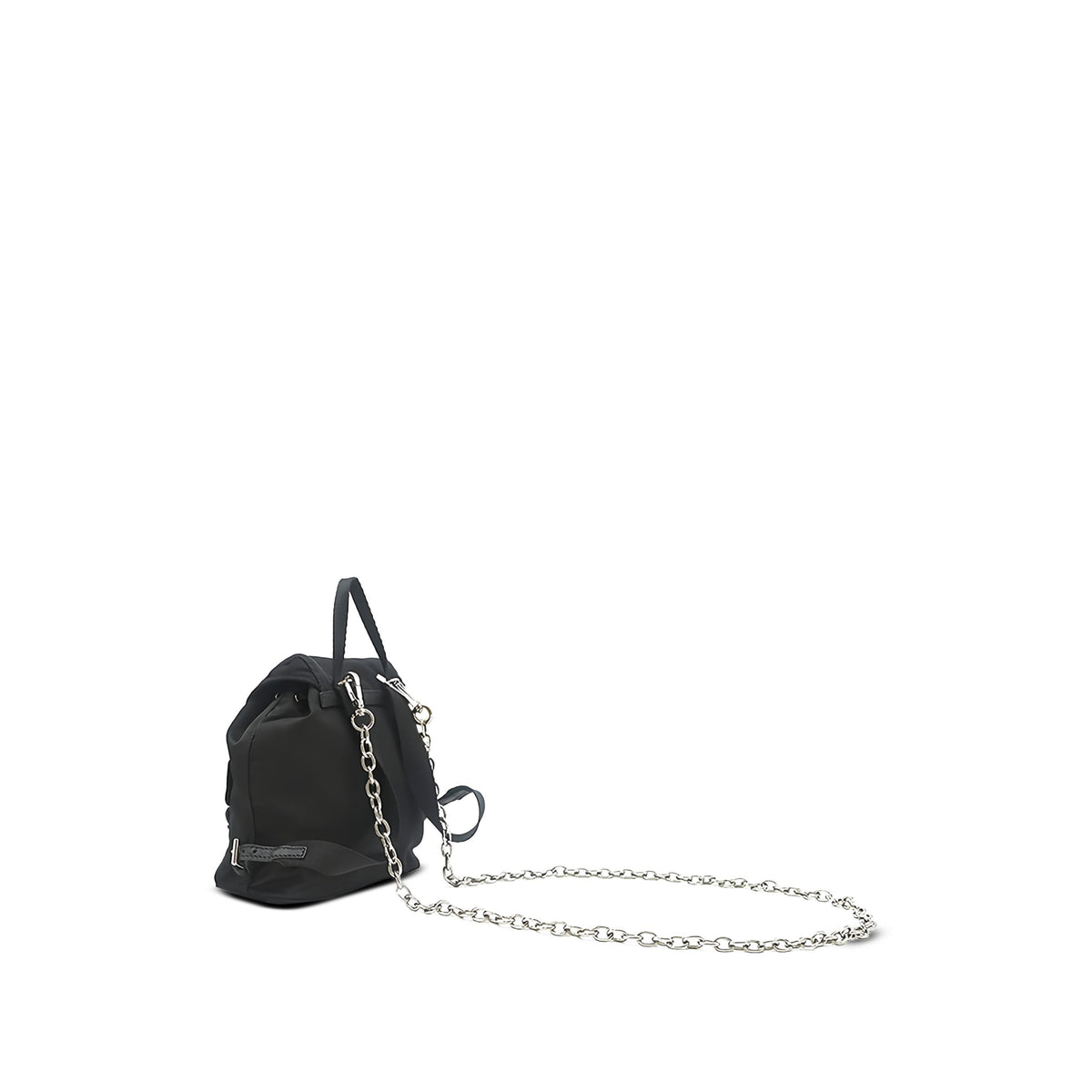 Prada Mini Saffiano Trimmed Tessuto Chain Backpack — Black
