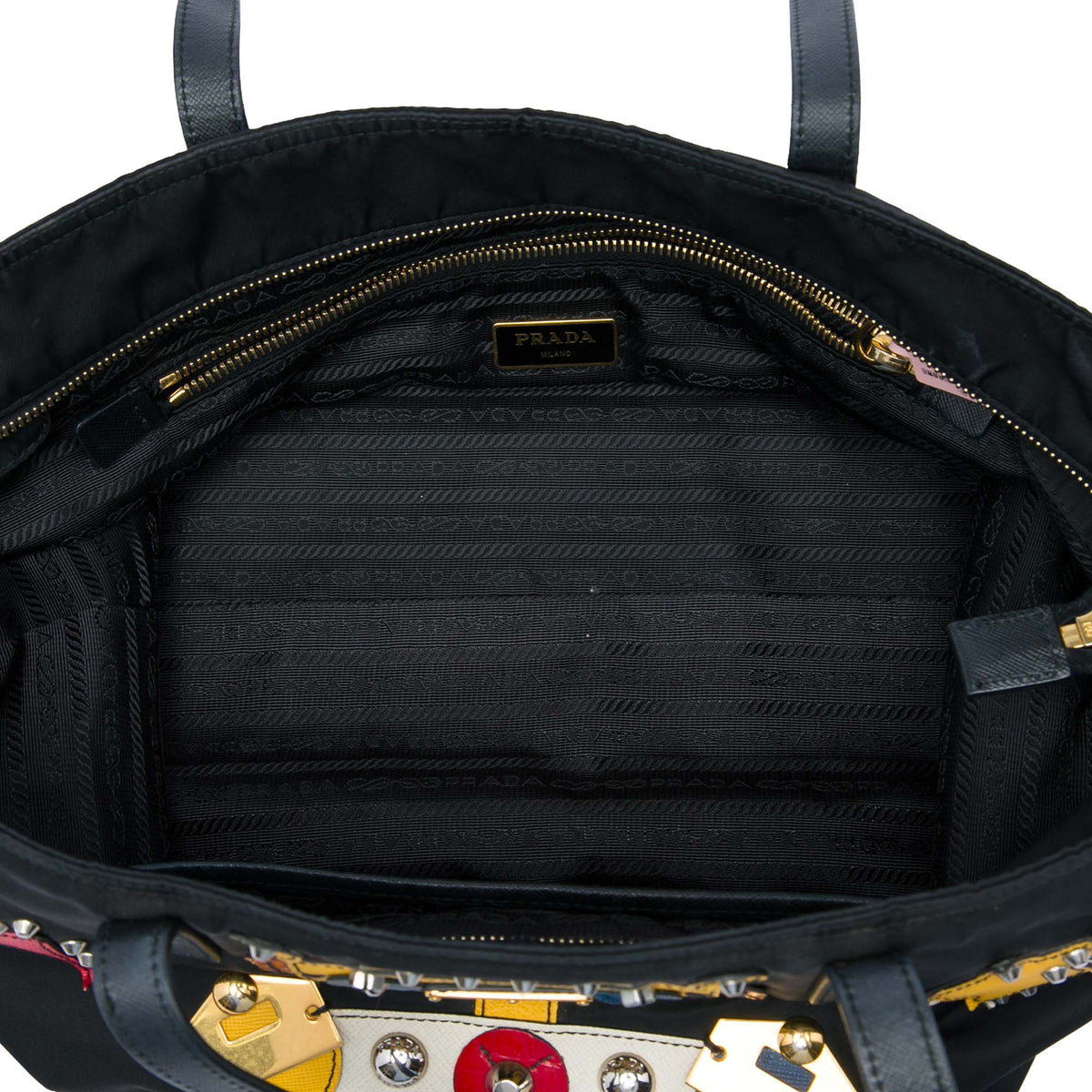 Prada Saffiano Trimmed Tessuto Robot Tote