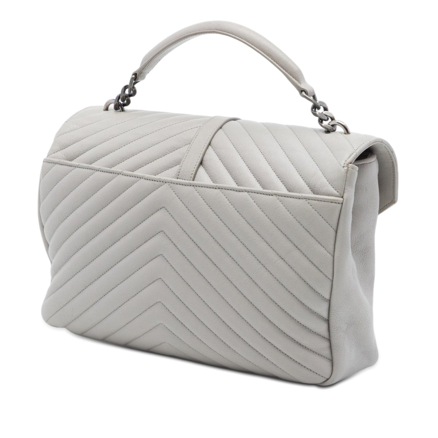 Saint Laurent Large Chevron Sheepskin Monogram College Satchel