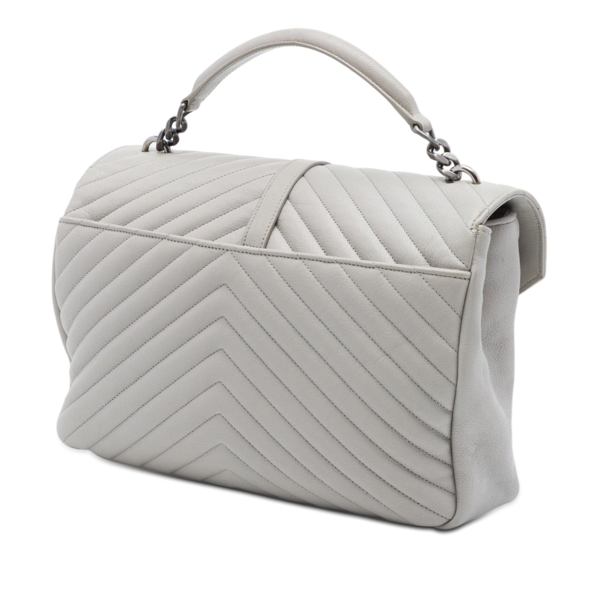 Saint Laurent Large Chevron Sheepskin Monogram College Satchel