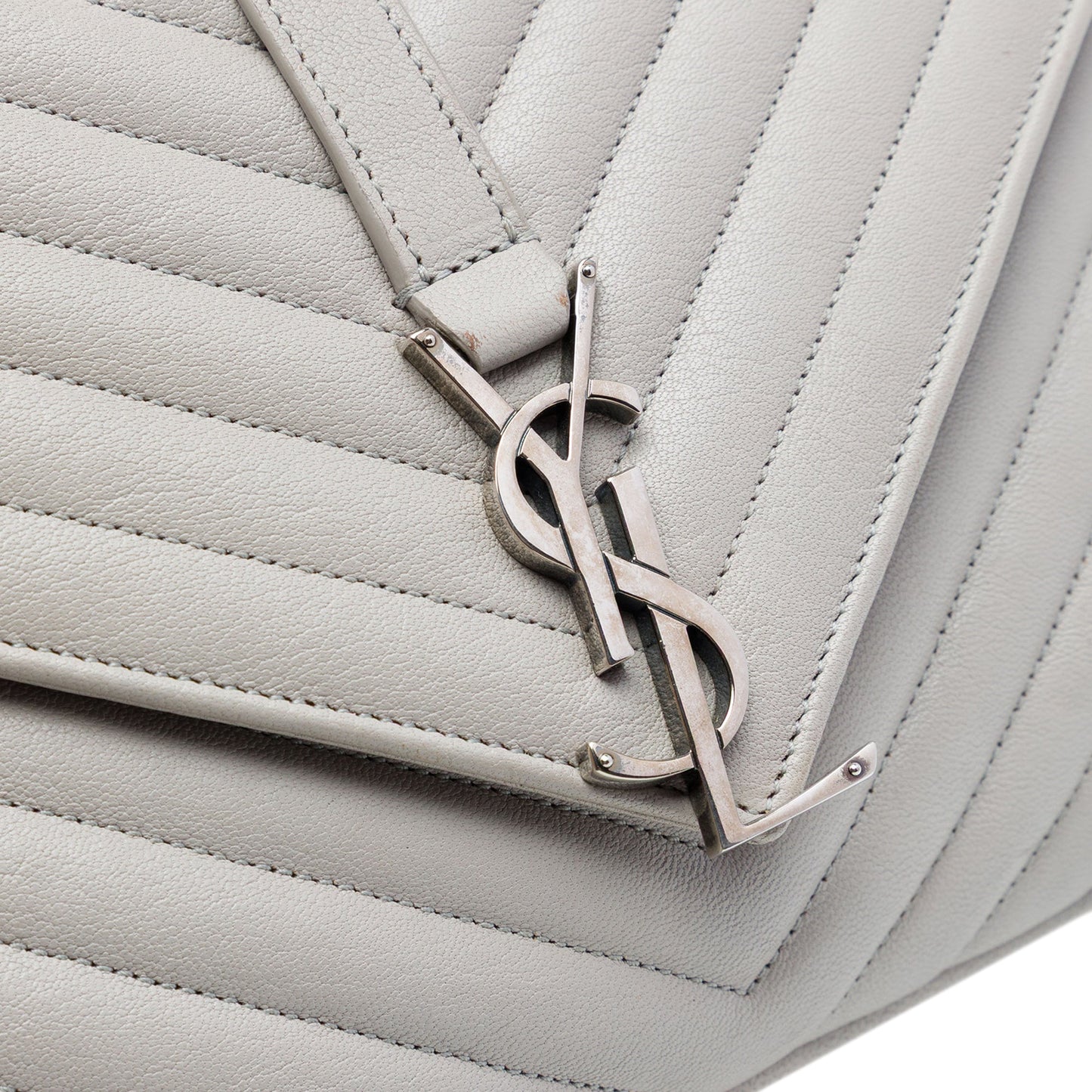 Saint Laurent Large Chevron Sheepskin Monogram College Satchel