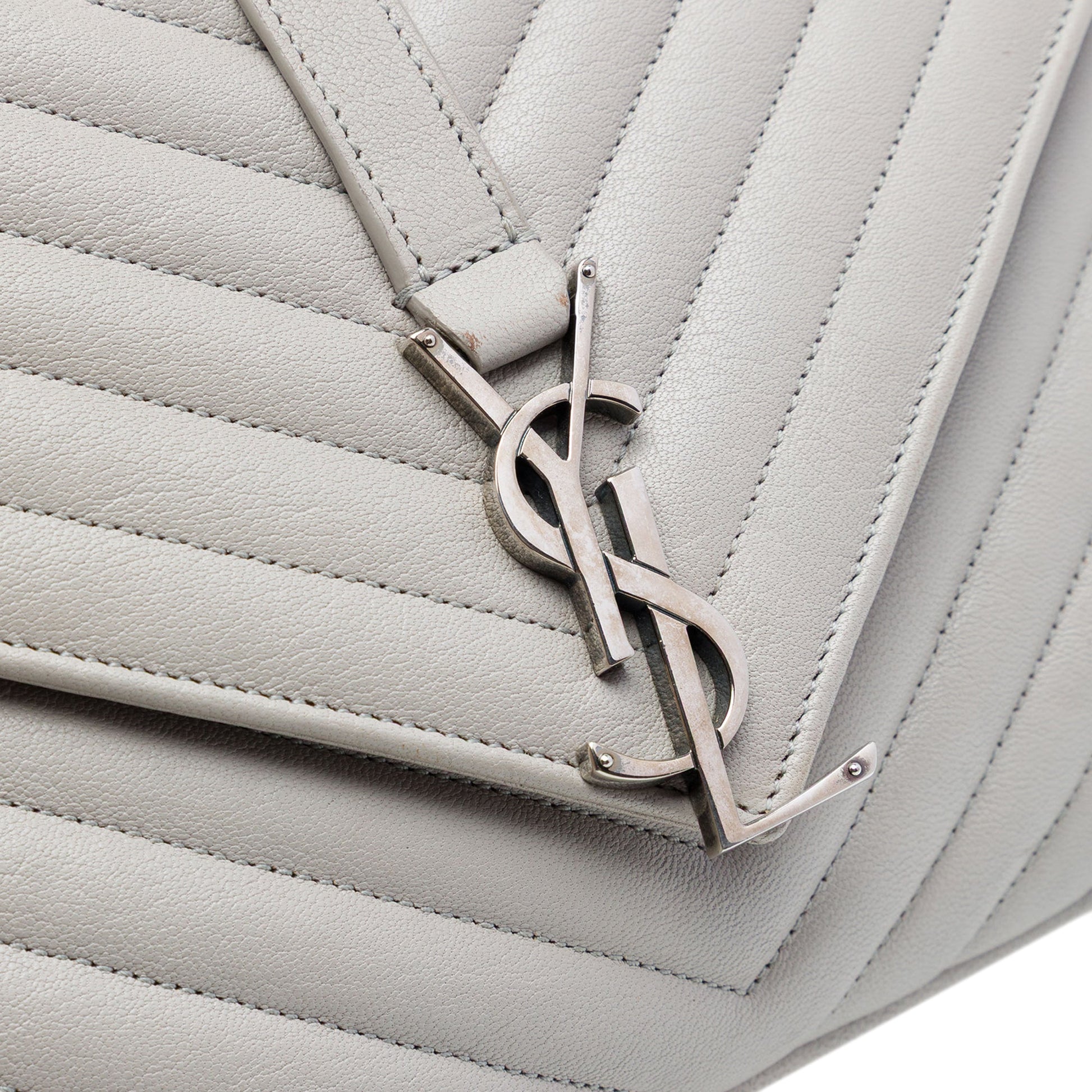 Saint Laurent Large Chevron Sheepskin Monogram College Satchel
