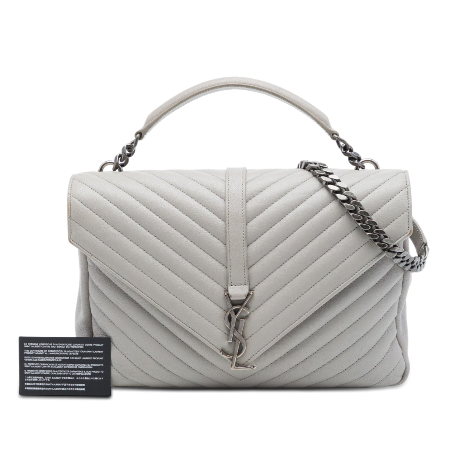 Saint Laurent Large Chevron Sheepskin Monogram College Satchel