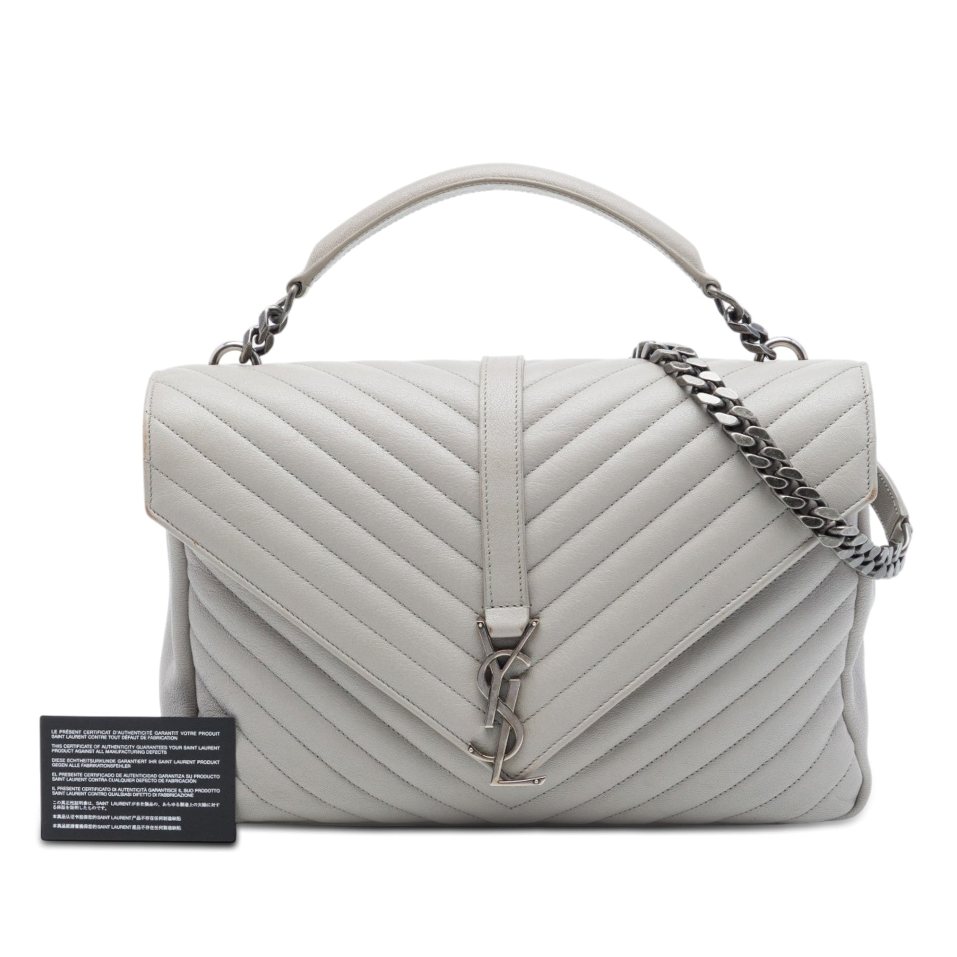Saint Laurent Large Chevron Sheepskin Monogram College Satchel