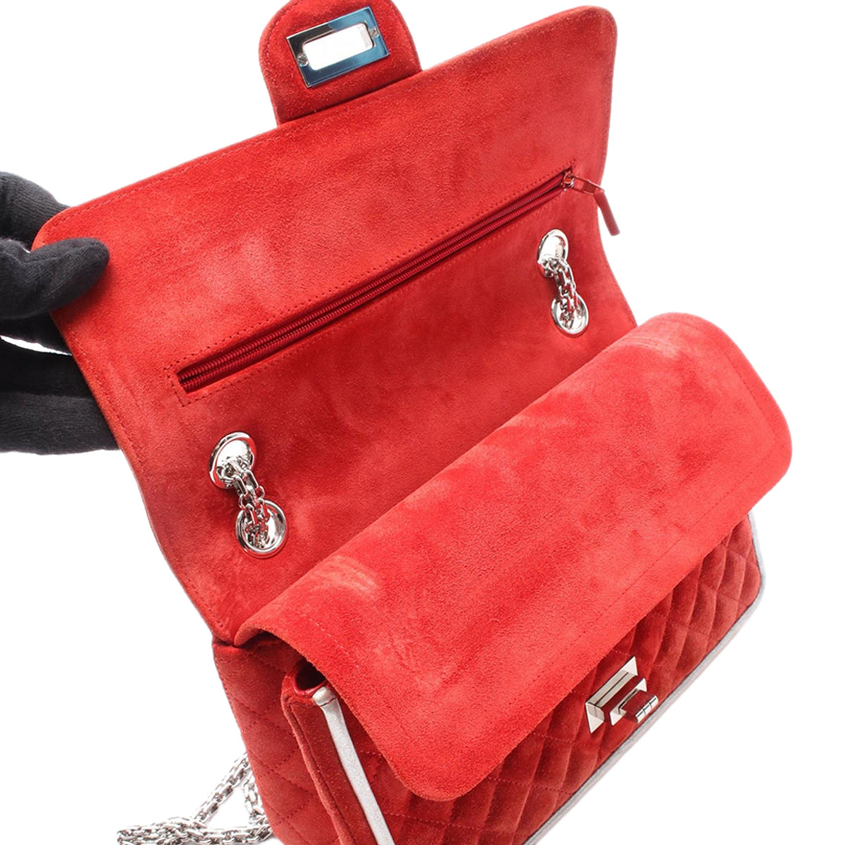 Chanel Quilted Suede Reissue 2.55 Double Flap 225 — Red