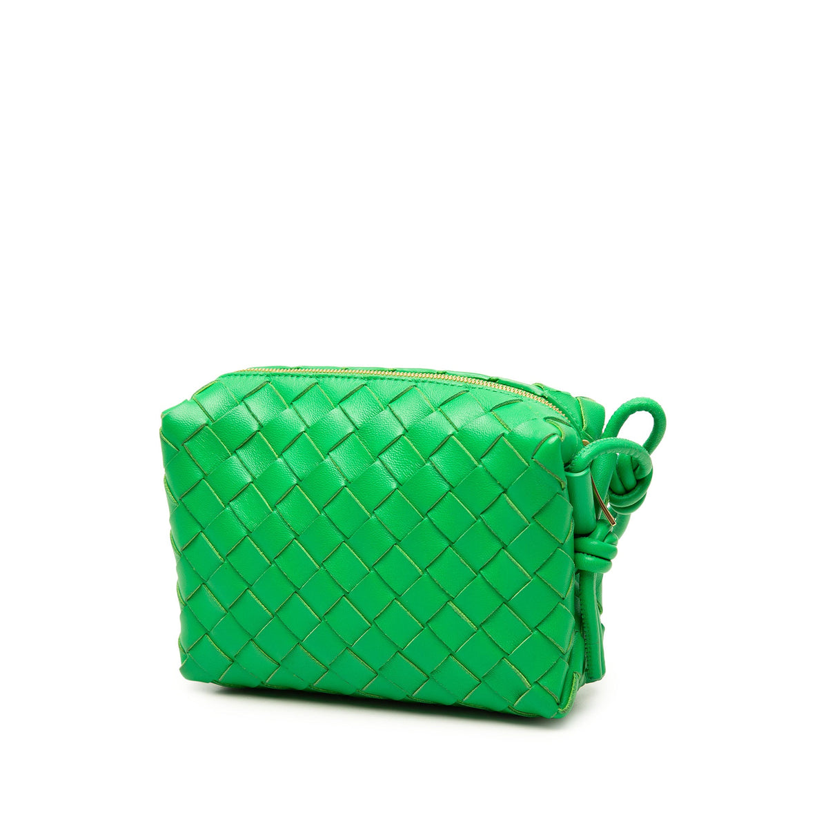 Bottega Veneta Mini Lambskin Intrecciato Loop Camera Bag — Green