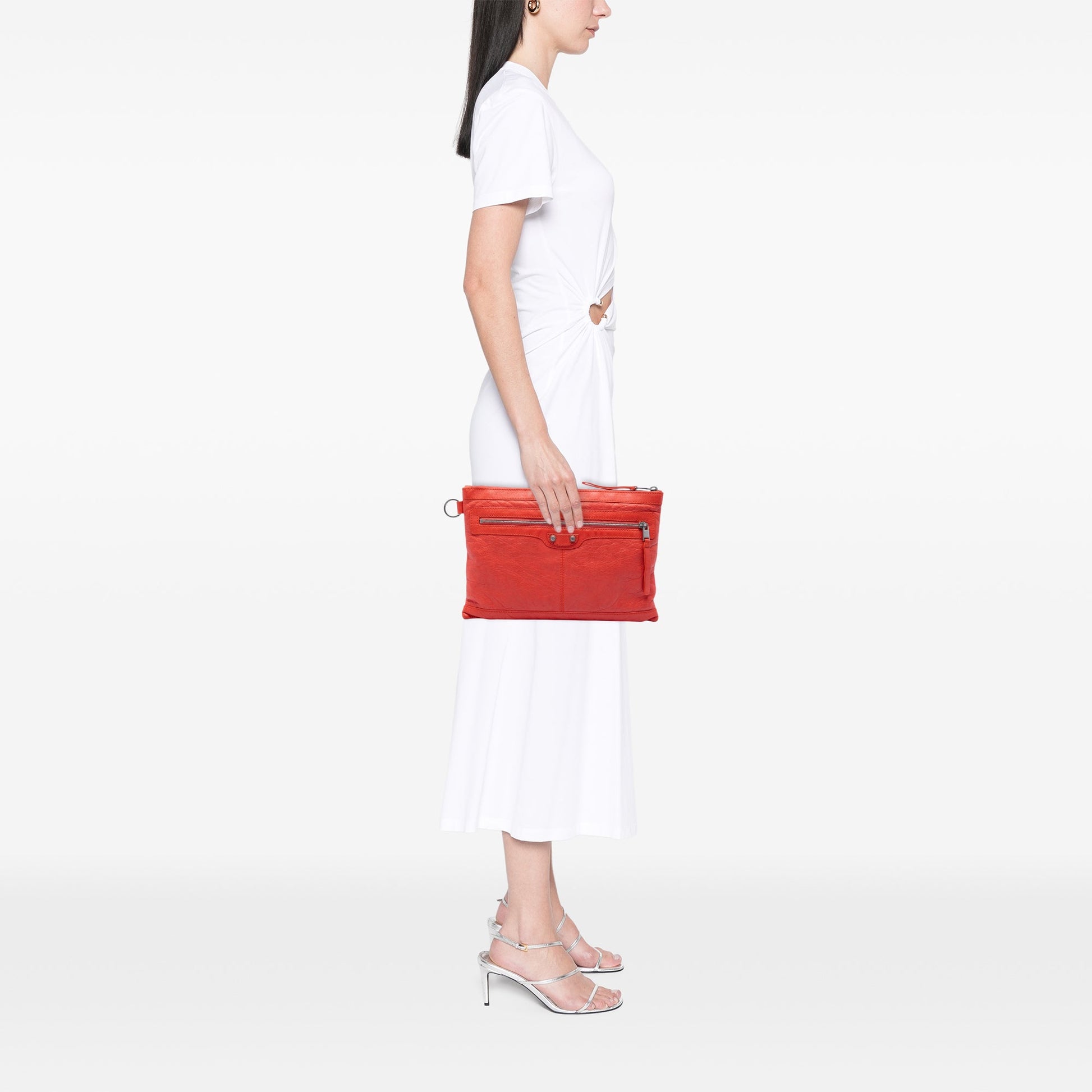 Balenciaga Lambskin Motocross Classic Clip M Clutch