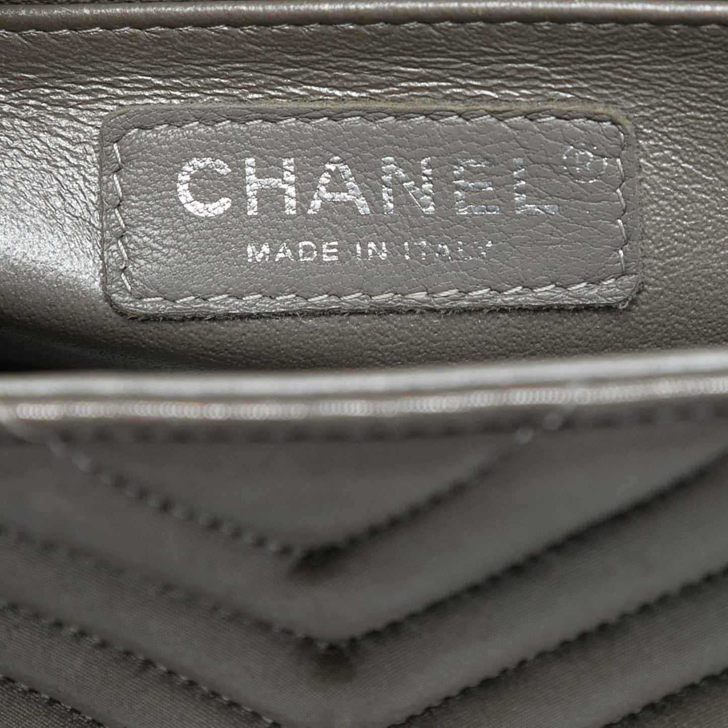 Chanel Mini Square Classic Chevron Iridescent Lambskin Single Flap