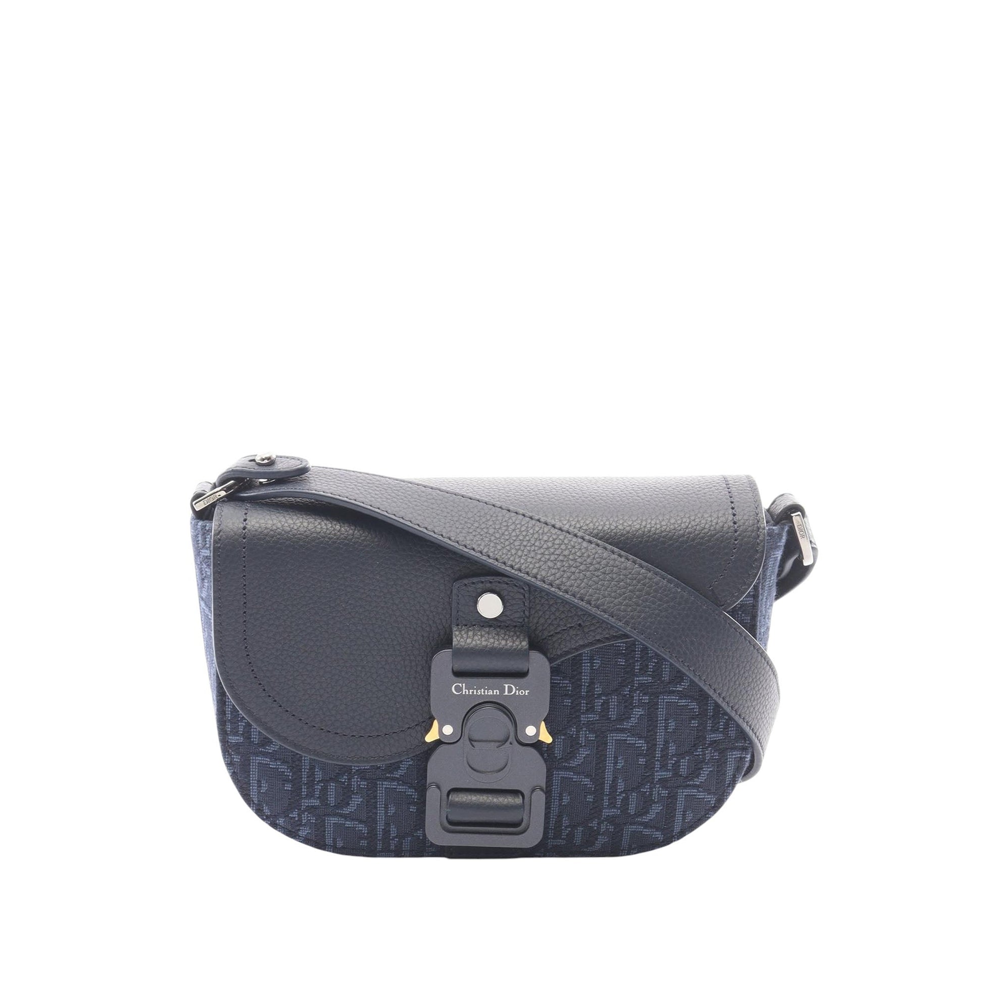 Dior Mini Oblique Canvas Saddle Buckle Messenger Bag