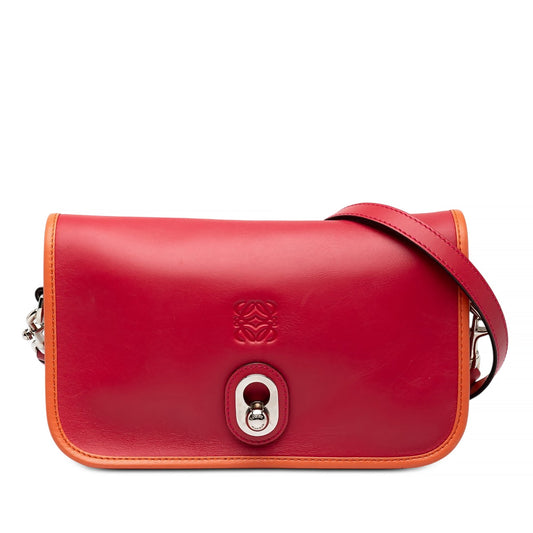 LOEWE Bicolor Leather Anagram Ines Flap Crossbody — Orange