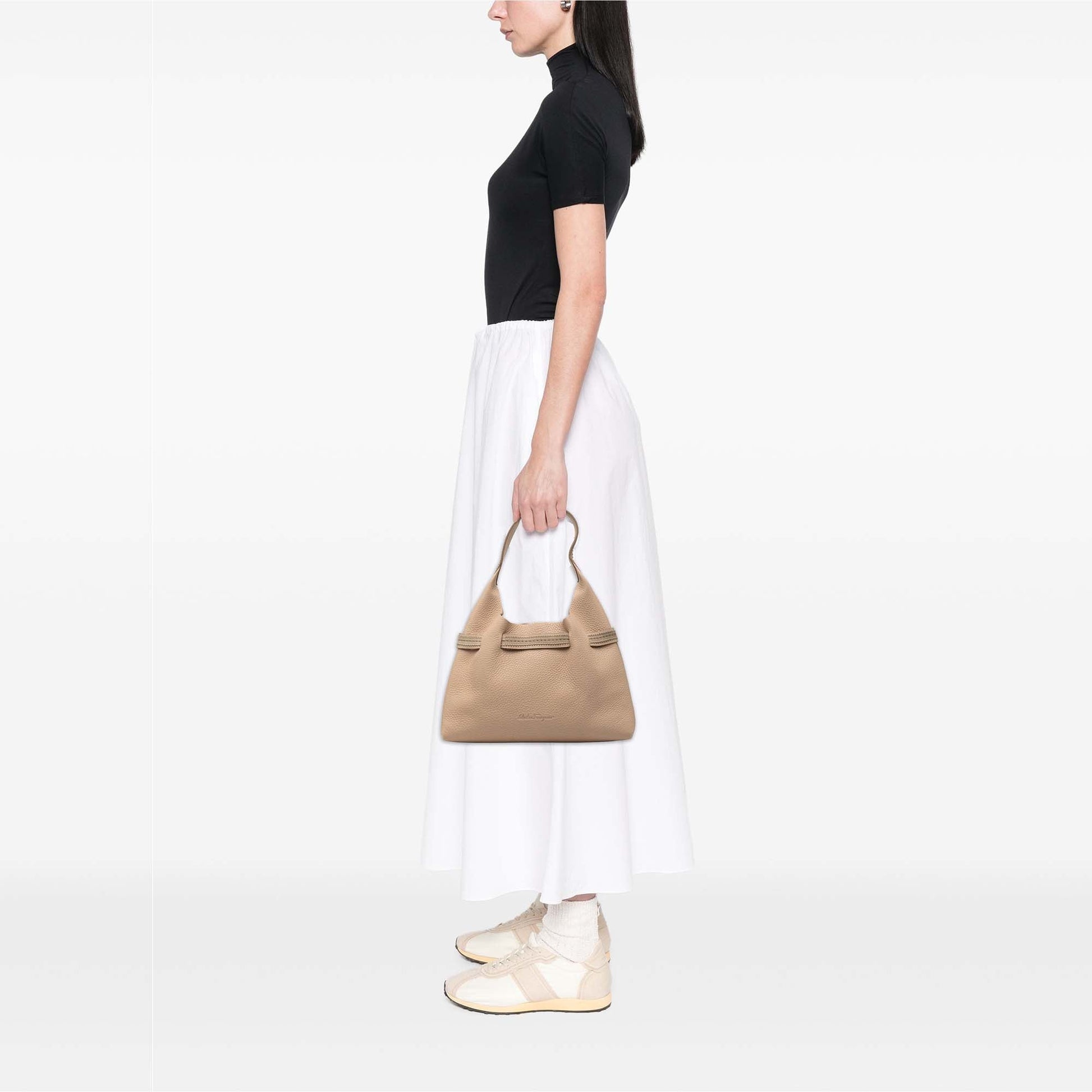 Ferragamo Grained Leather Shoulder Bag