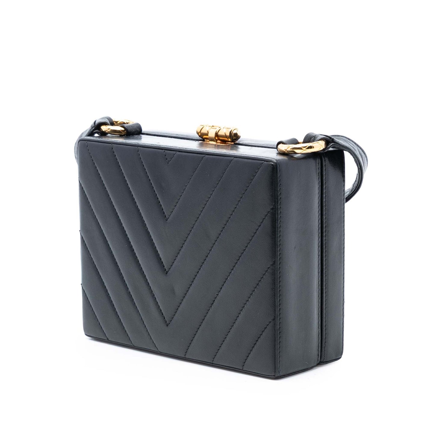 Chanel CC Quilted Chevron Lambskin Box Crossbody