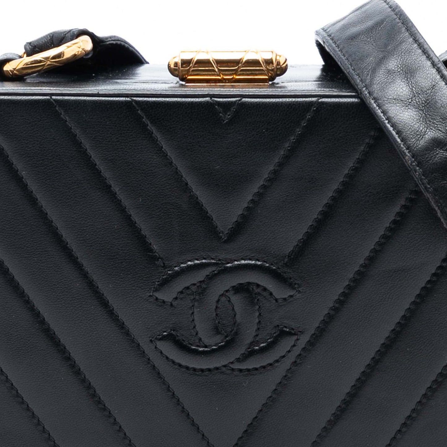Chanel CC Quilted Chevron Lambskin Box Crossbody