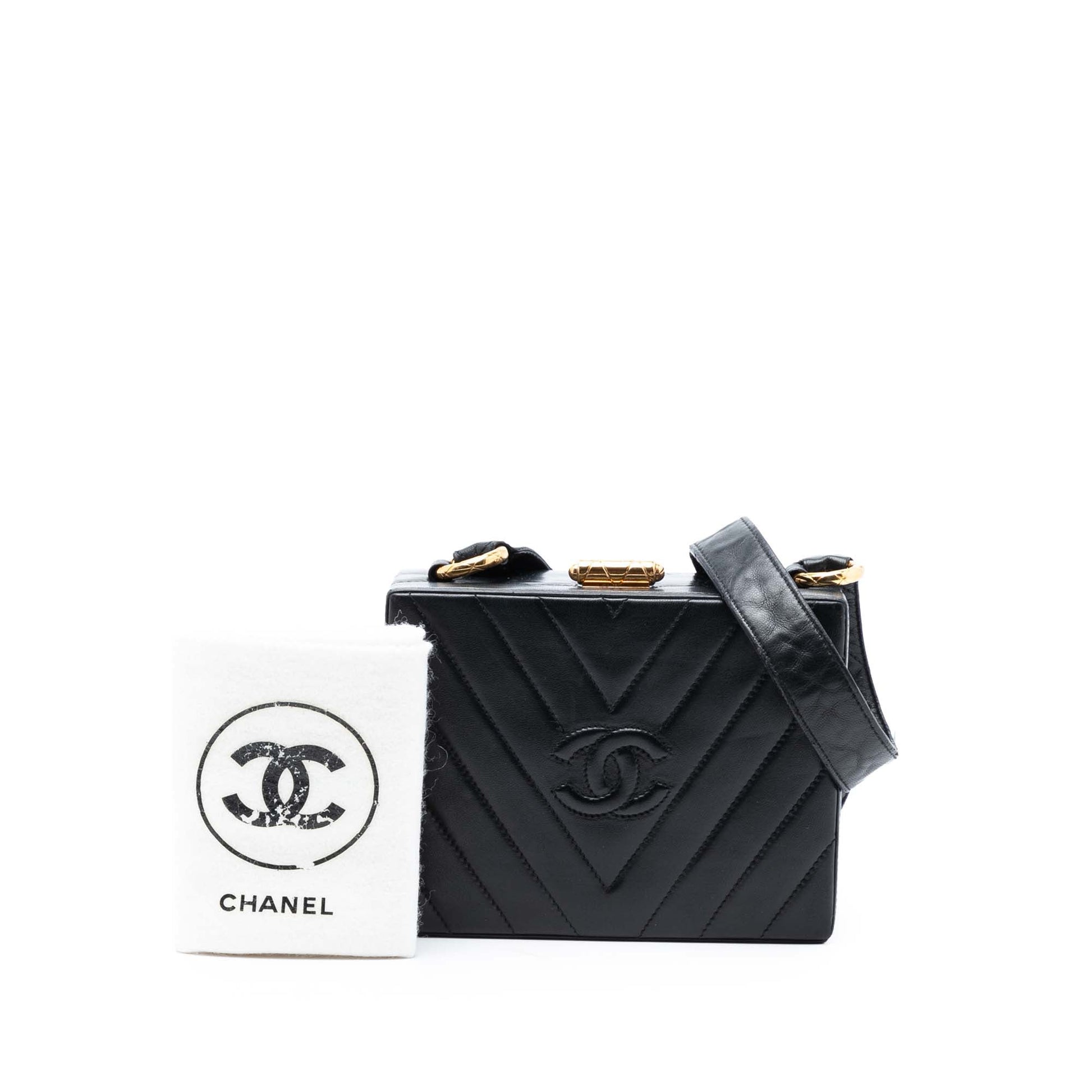 Chanel CC Quilted Chevron Lambskin Box Crossbody