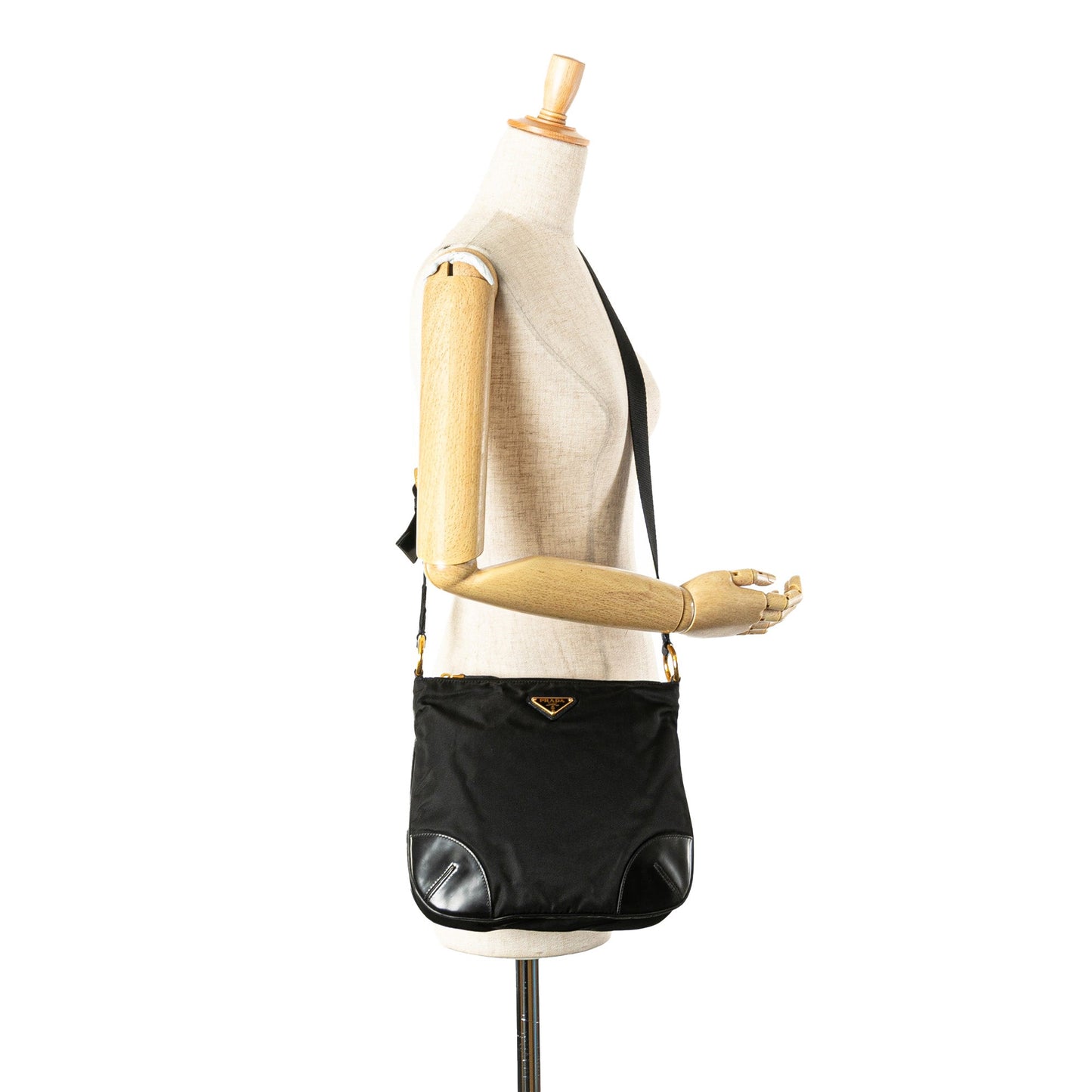 Prada Vitello Trimmed Tessuto Zip Top Crossbody