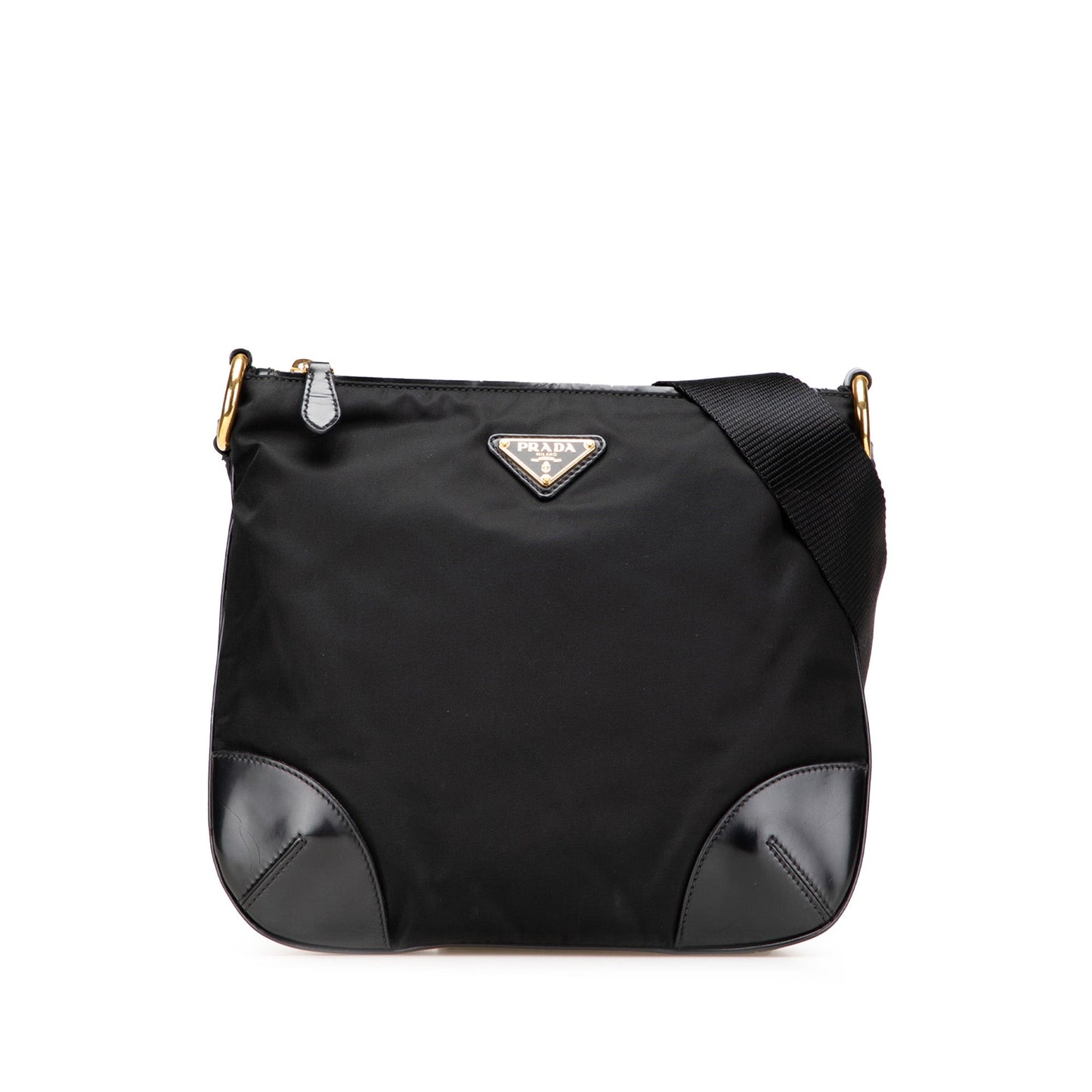 Prada Vitello Trimmed Tessuto Zip Top Crossbody