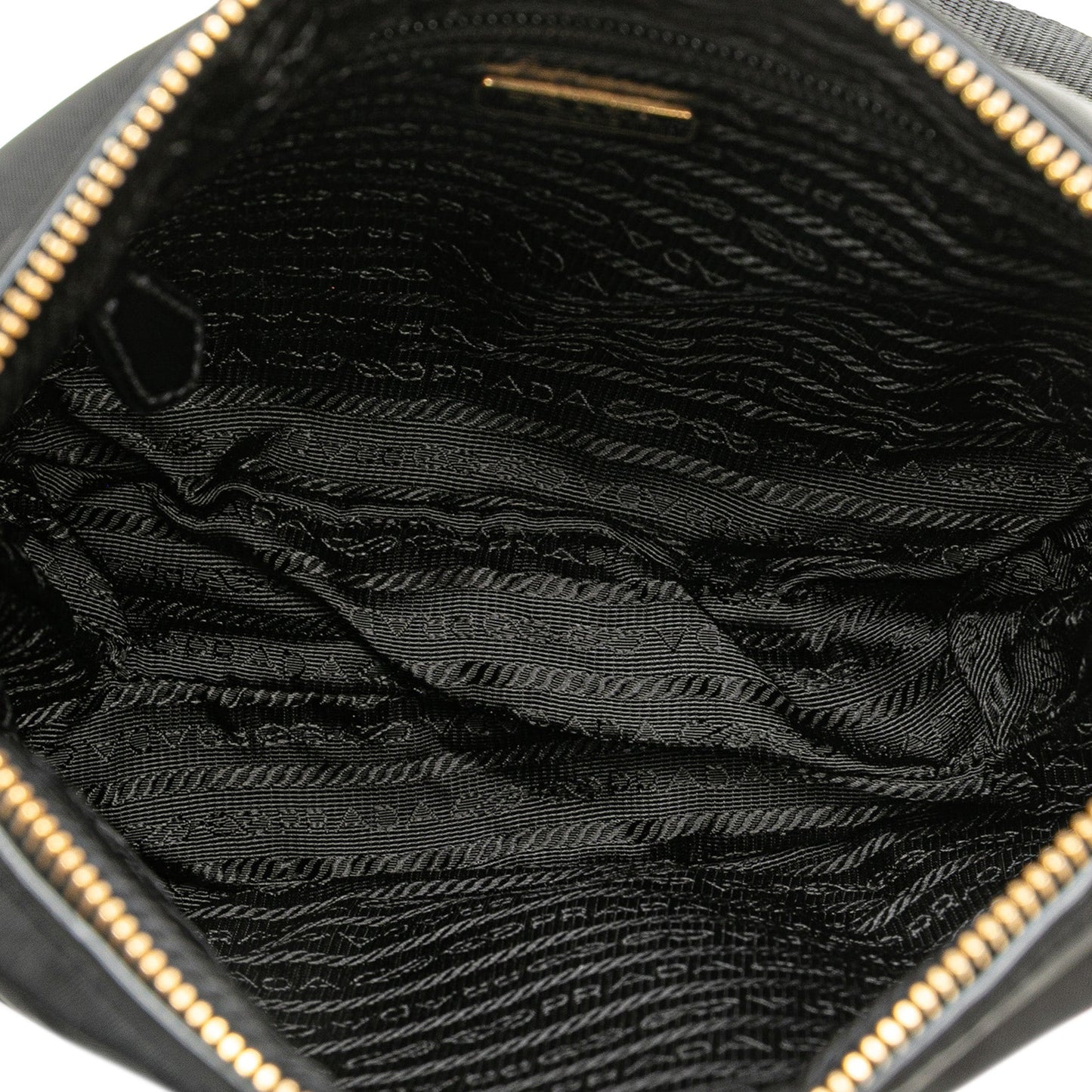 Prada Vitello Trimmed Tessuto Zip Top Crossbody