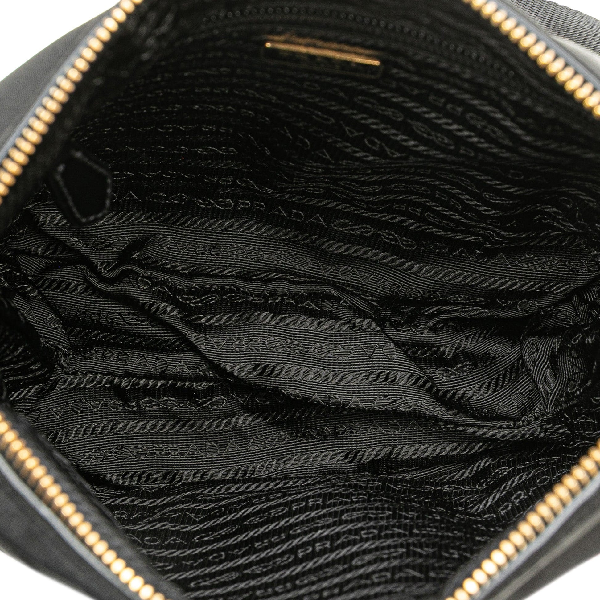 Prada Vitello Trimmed Tessuto Zip Top Crossbody