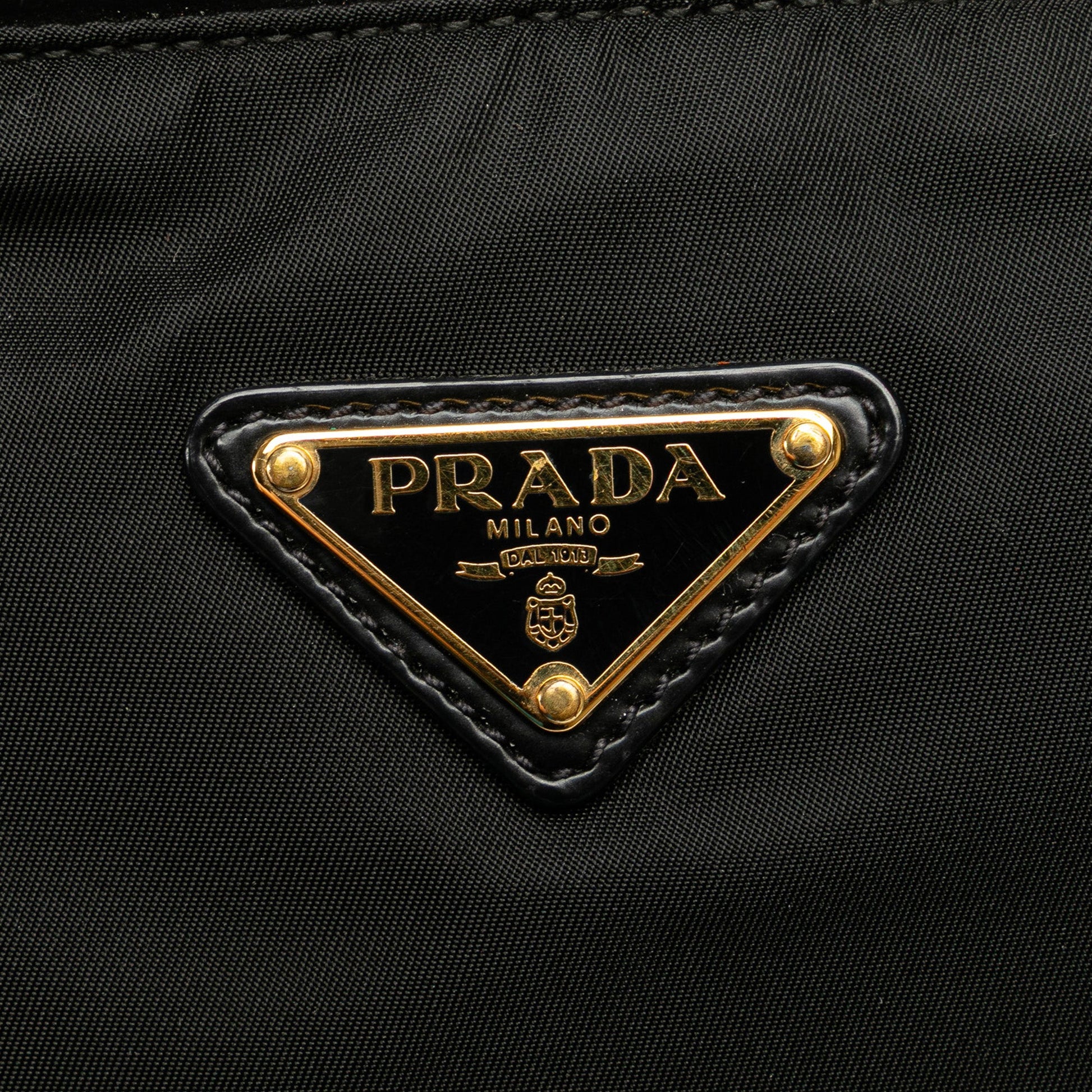Prada Vitello Trimmed Tessuto Zip Top Crossbody