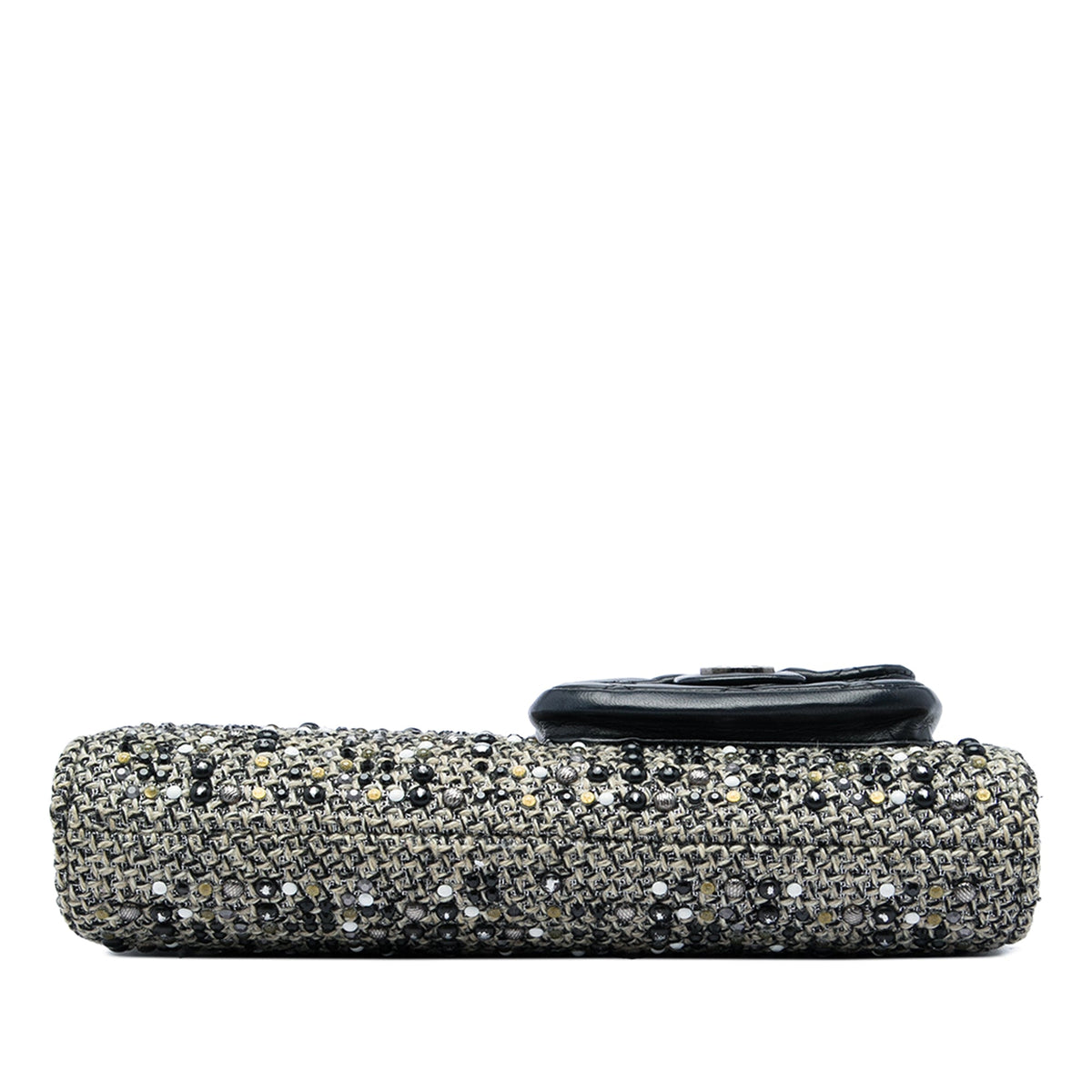 Chanel Monochrome Tweed Embellished Mineral Nights Pochette Wristlet — Black