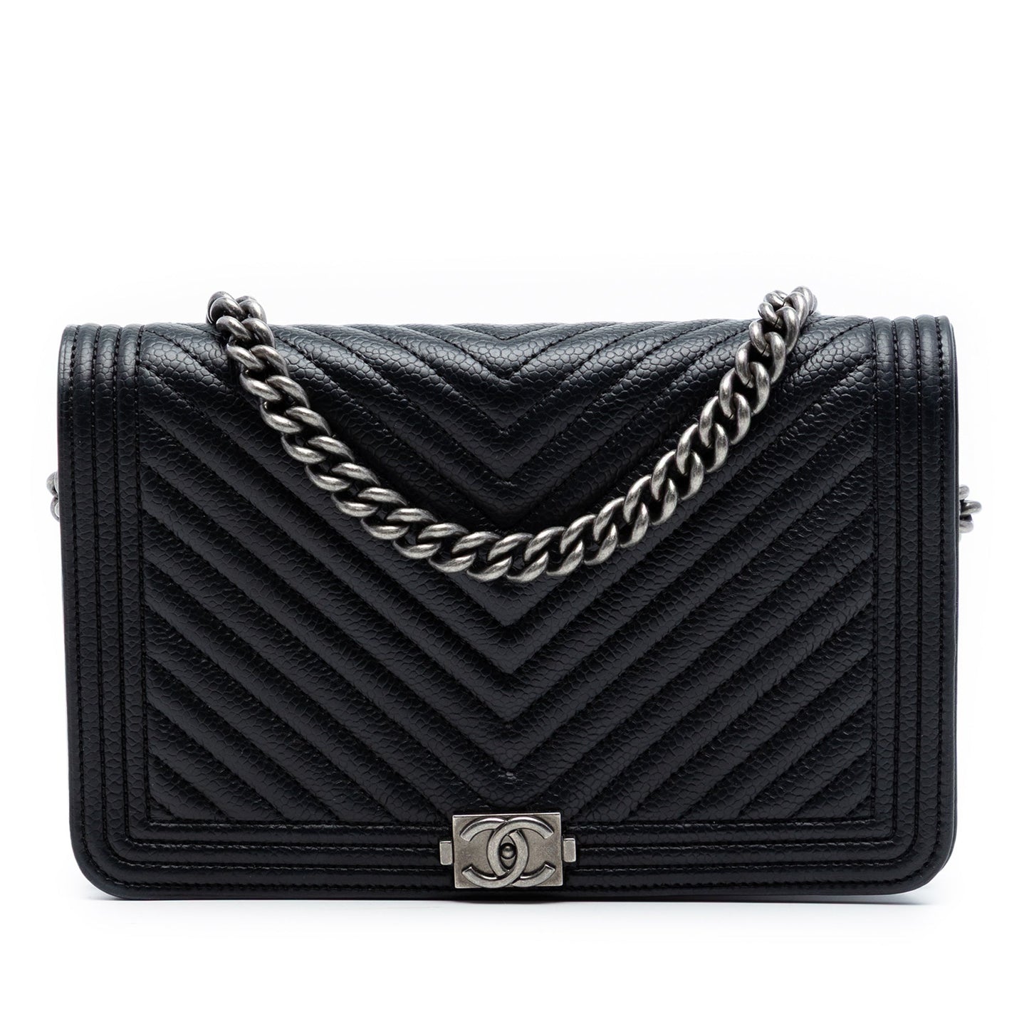 Chevron Caviar Boy Wallet On Chain