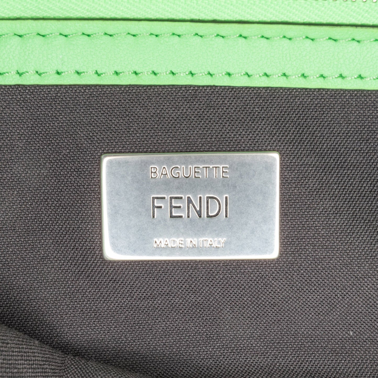 Fendi Zucca Embossed Stitched Leather Baguette Satchel