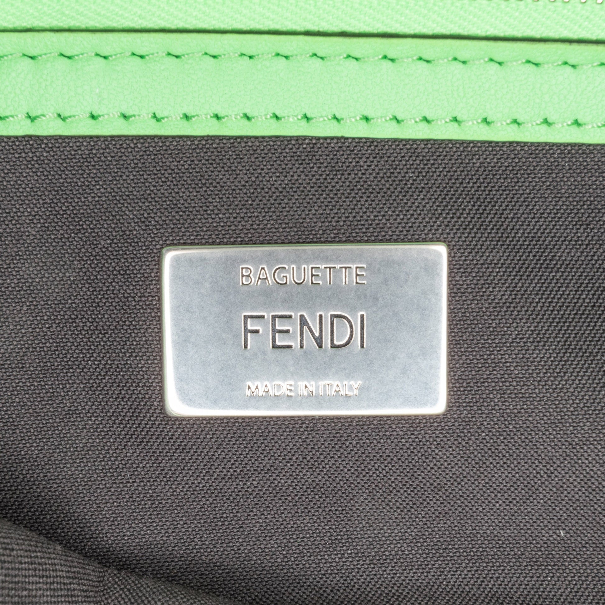 Fendi Zucca Embossed Stitched Leather Baguette Satchel