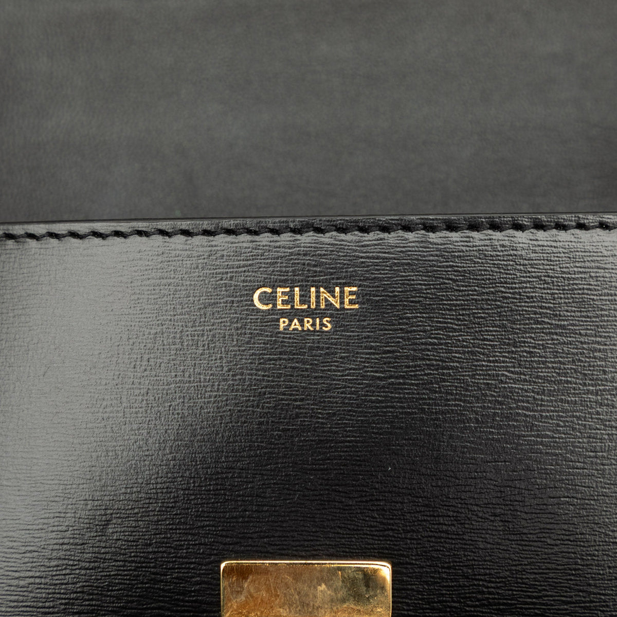 Celine Shiny Calfskin Claude Chain Shoulder Bag — Black