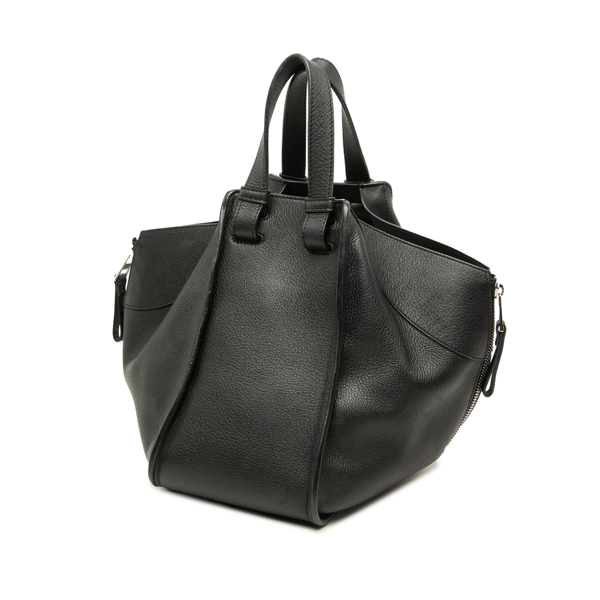 LOEWE Small Leather Hammock Satchel — Black