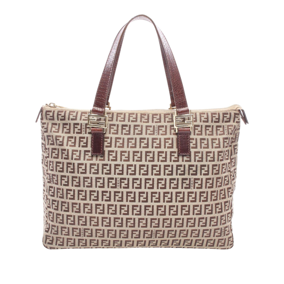 Fendi Zucchino Canvas Tote — Beige