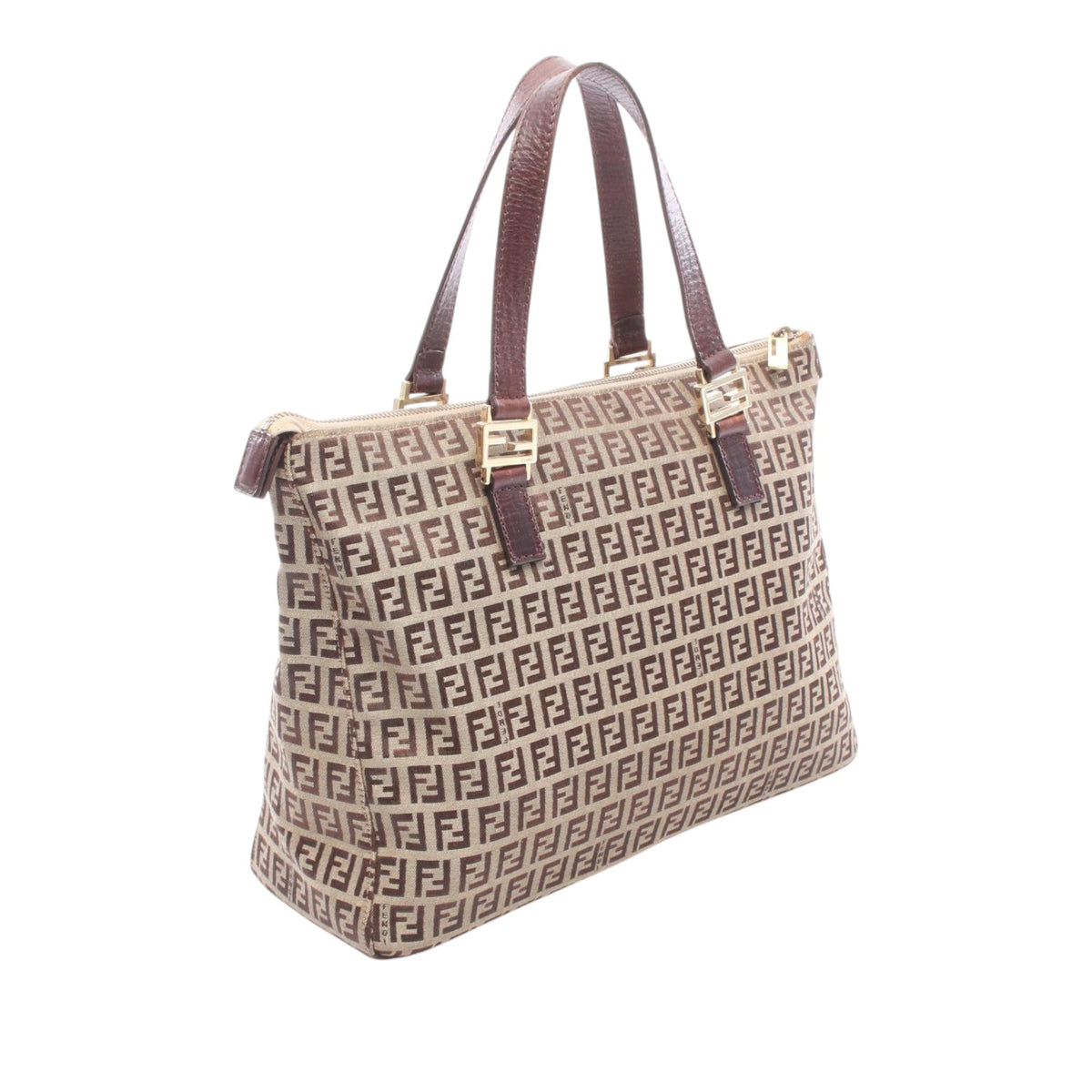 Fendi Zucchino Canvas Tote — Beige