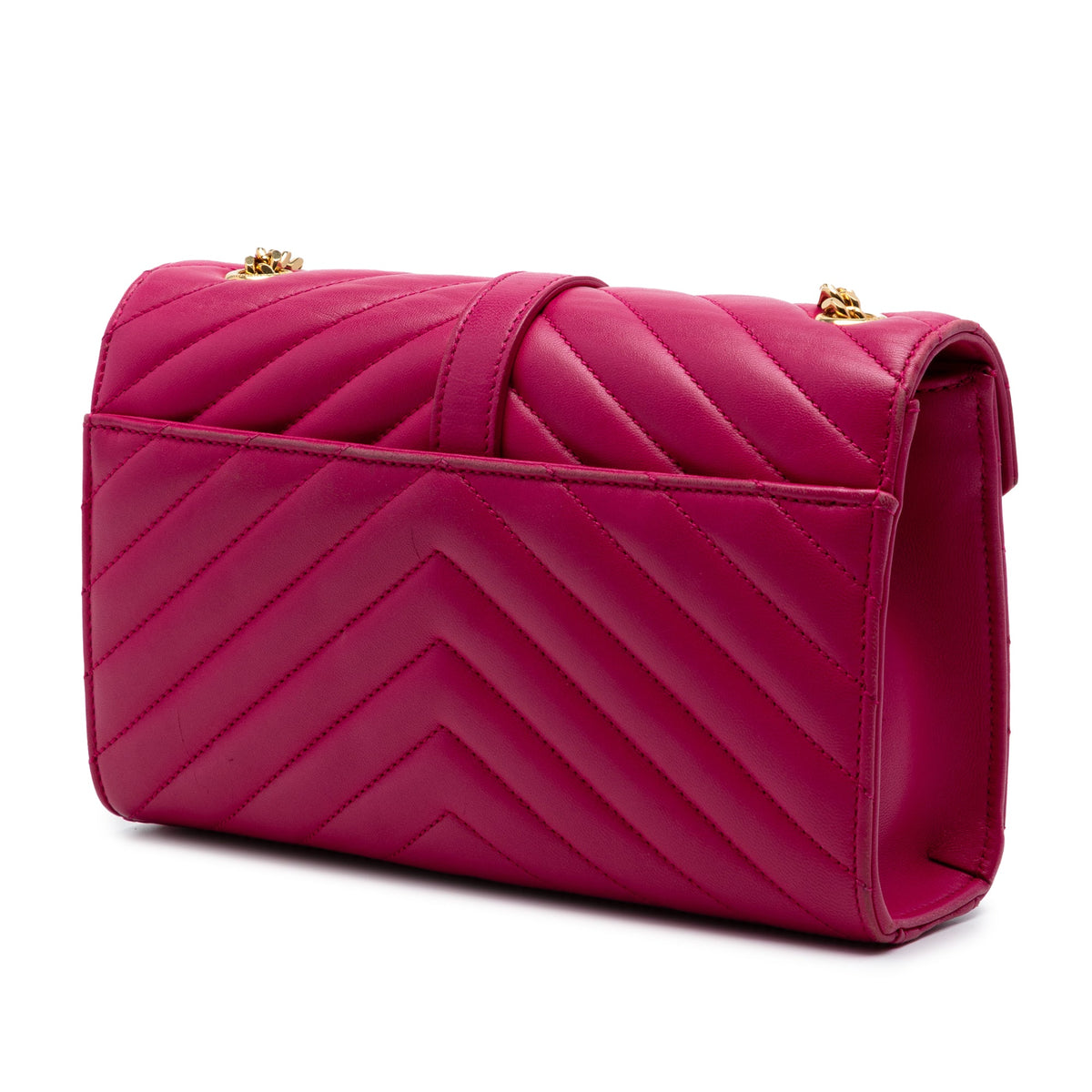 Saint Laurent Small Chevron Calfskin Monogram Envelope Bag