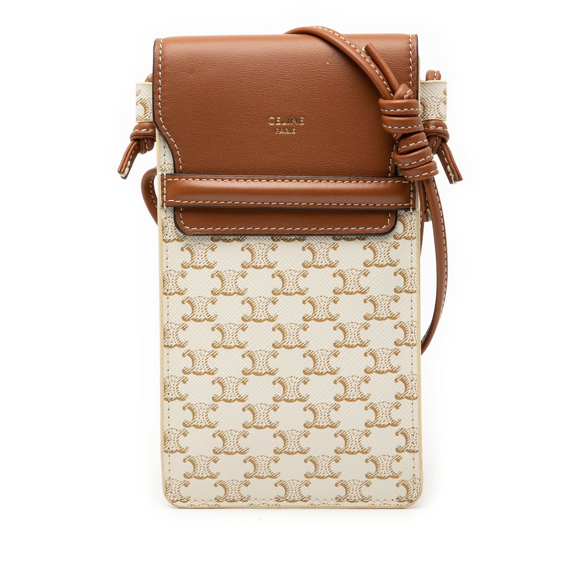 Celine Triomphe Coated Canvas Phone Pouch Flap Crossbody