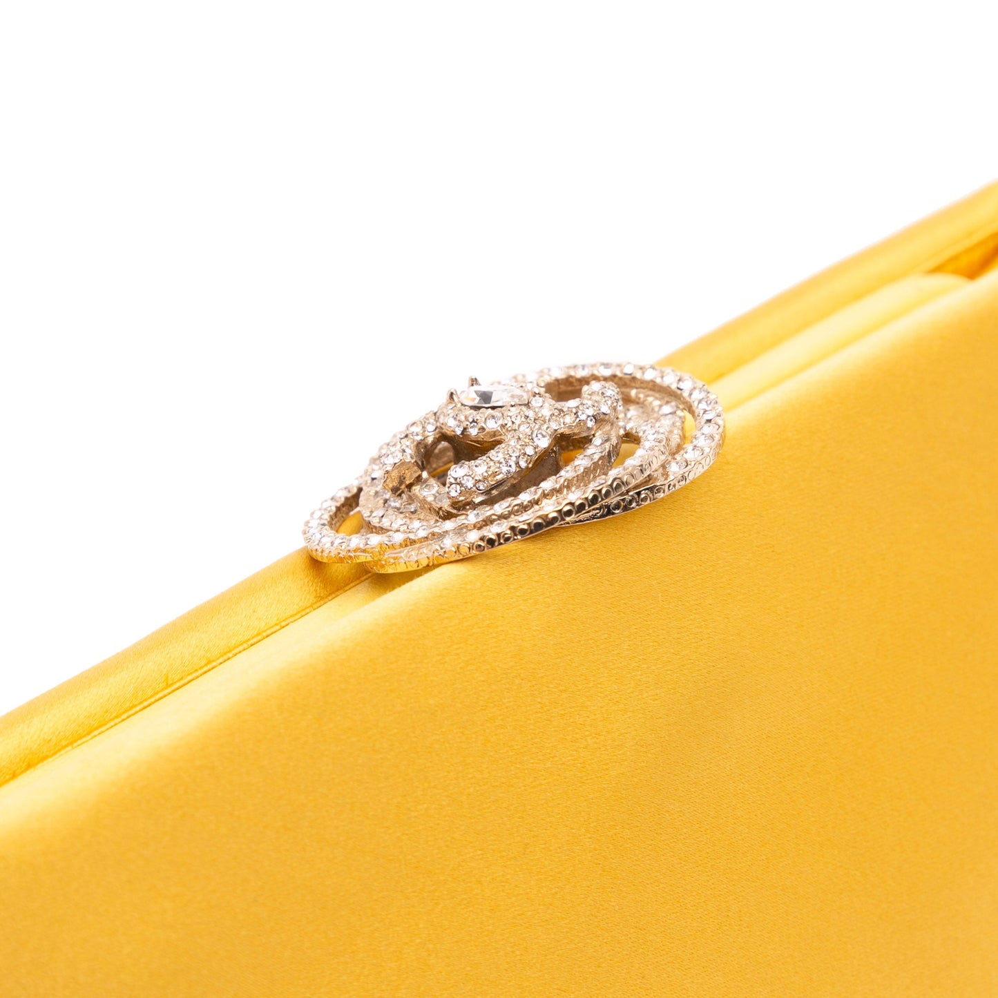 Chanel Satin Crystal Camellia Evening Frame Clutch