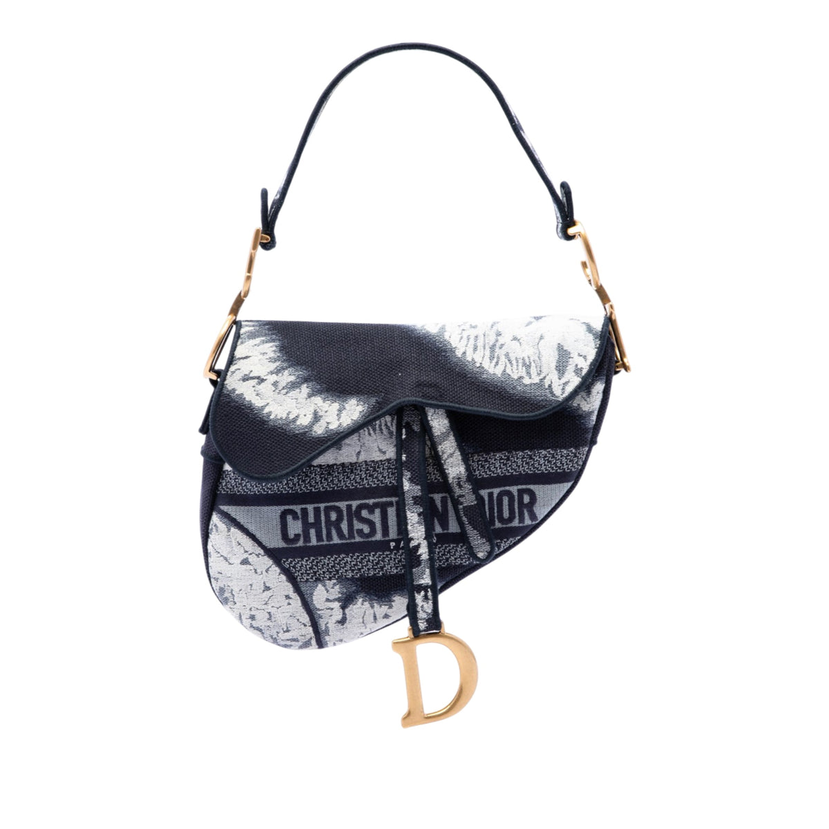 Dior Canvas Embroidered Tie Dye Saddle Bag