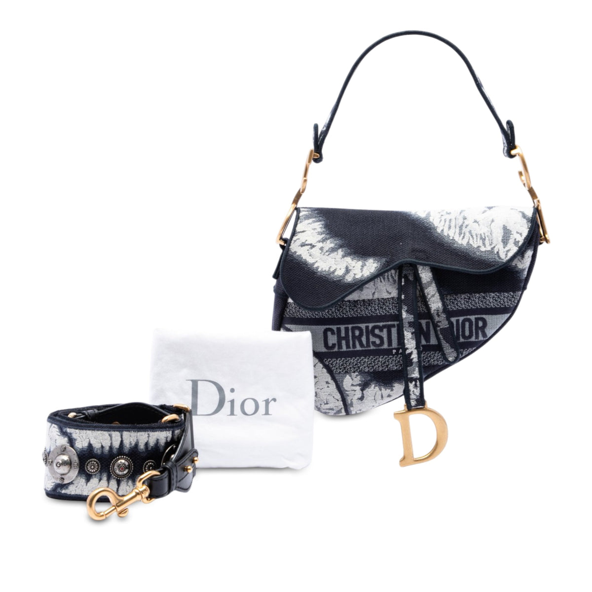 Dior Canvas Embroidered Tie Dye Saddle Bag
