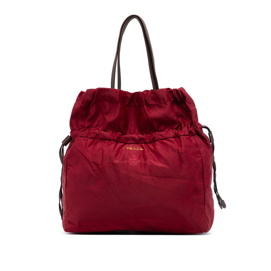Prada Tessuto Logo Drawstring Tote